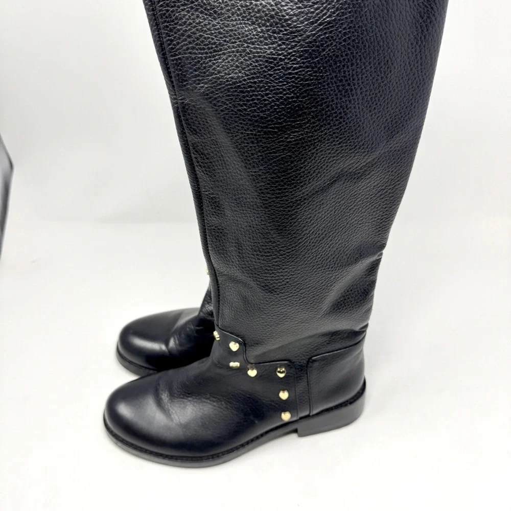Black Leather Knee-High Boots